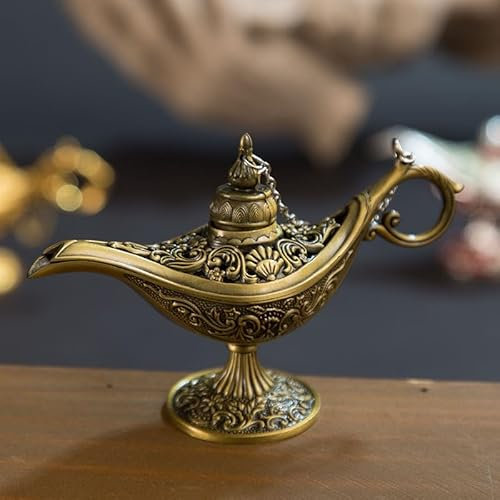 Genie Öllampe,Aladdin Wunderlampe Weihrauch Brenner,Retro Legend Aladdin Lampe Magic Genie Wishing Light,Arabische Genie Lampe,für Home Table Dekoration,Startseite Teekanne Öl Lampe Geschenk (Stil 1)