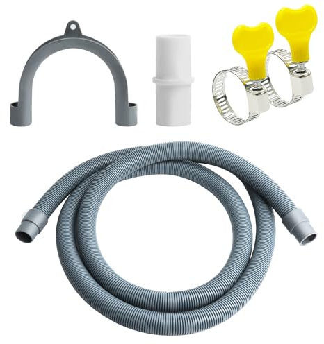 3m Manguera de lavadora,Tubo Desague Lavadora,Manguera de Desagüe Universal,manguera de aguas residuales con conector de manguera de desagüe y 2 abrazaderas de manguera Manguera de Drenaje Incluye