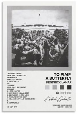 DIDIDO Kendrick Poster Lamar To Pimp A Butterfly, Albumcover, Leinwandposter für Zimmer, ästhetisches Geschenk, ungerahmt: 30 x 45 cm