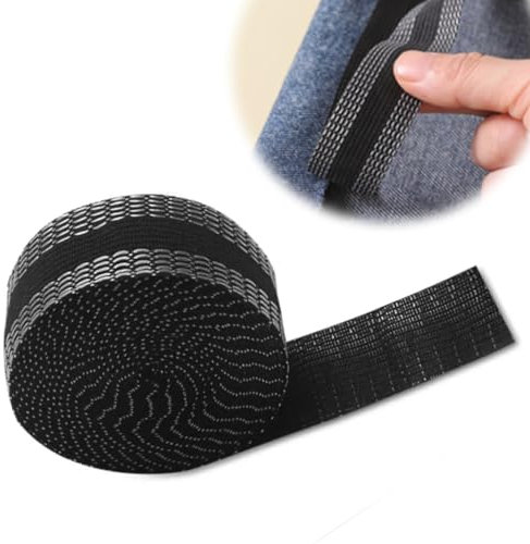 Ninnyi 10M Hemming Tape for Trousers, 2.5 Cm Wide Wonder Web Iron on Extra Strong for Clothes Curtains (Black)