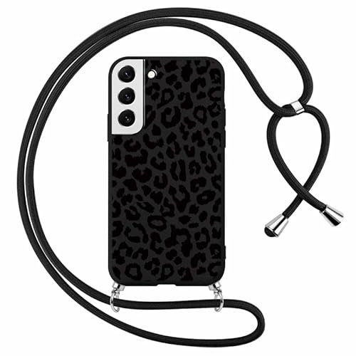Foonary Handyband Hülle mit Band für Samsung S22 5G 6,1 Handyhülle, Leopard Design Kette Necklace Case mit Kordel zum Umhängen Silikon Bumper Kratzfest Cover Schnur für Samsung Galaxy S22 5G