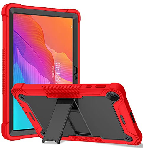 Funda a prueba de golpes para Huawei MatePad T10s 10.1/T10 de 9.7 pulgadas, resistente funda protectora de cuerpo completo con soporte para Huawei MatePad T10S 10.1 pulgadas AGS3-L09 AGS3-W09, rojo