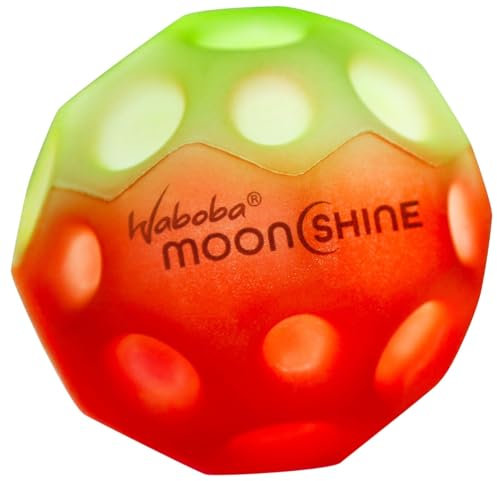 Sunflex® x Waboba Moonshine Gradient grün/rot | Sprungball mit enormer Sprungkraft | Zwei farbig | Ball leuchtet beim Aufprall | im Dunkeln | Original Pop Geräusch | Streetball für alle Altersgruppen