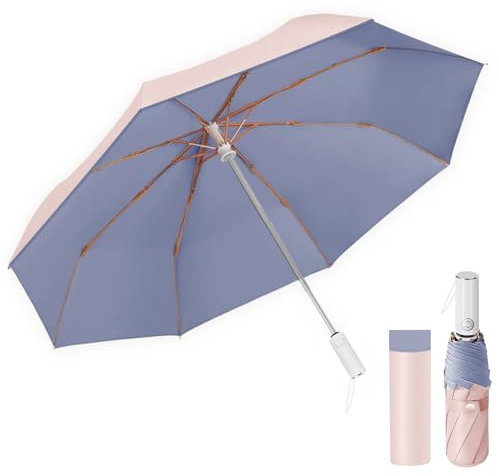 Pioggistar Mini Regenschirm Sturmfest, Taschenschirm Automatisch Auf und Zu für Damen, kompakt, 8 Knochenschirm, Durchmesser 98 cm, Rosa