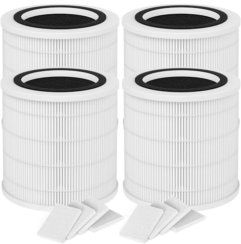4 Packungen H7126 Ersatzfilter, kompatibel mit GoveeLife H7126 Mini-Luftreiniger, 4 Hauptfilter und 8 Aroma-Pads Zubehör