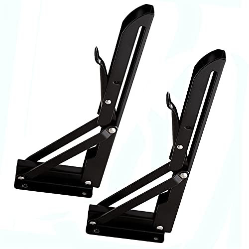 2 Stück klappbare Regalhalterungen, robust, an der Wand montiert, Faltbare Regalhalterung, platzsparend, K-Typ-Regal, Metall, DIY-Dreieckshalterung, für Tisch, Bank, Stuhl, DIY, Schwarz (Grö