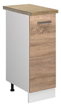 Vicco Apothekerschrank R-Line, Medizinschrank für die Küche, Sonoma/Weiß, 30 cm, AP Eiche