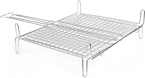 EMPOTEC Griglia per Cottura Barbecue BBQ 40x45 cm Graticola Incrociata in Acciaio Ottima qualità con Piedini