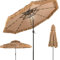 RELAX4LIFE Parasol de Plage Hawaï Tropicale LED Φ308, Parasol de Jardin Extérieur en Paille avec 8 baleines, Parasol Inclinable Double Toit Manivelle pour Plage Patio Piscine (LED Φ313 x 252cm)