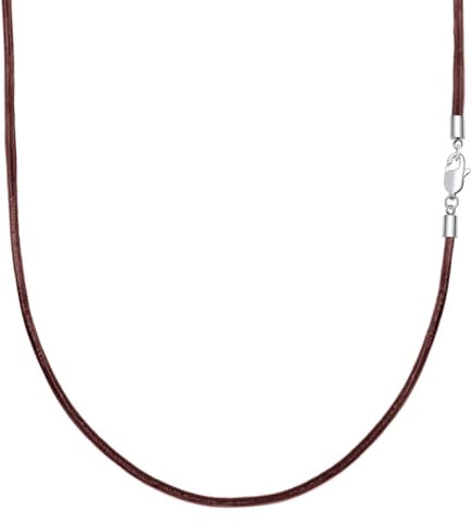 VANSZA Lederkette Echtes Leder Halskette Edelstahl Verschluss 1.5/2/3mm breit Damen Herren Kette für Anhänger charm 45-55cm wählbar DIY Lederschnur (45cm, Dunkelbraun-2mm)