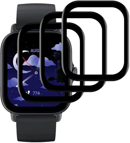 Beukei 3 Stück Panzer Schutz Glas für Amazfit GTS 3/ GTS 4, Glass Screen Protector,[9H Härte][HD Klare][Blasenfrei][Anti-Kratzen] Panzerglasfolie