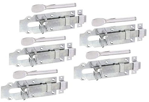Alberts 841133 Stalltür-Schlossriegel | gerade, mit flachem Griff und befestigter Schlaufe | galvanisch verzinkt, Dickschichtschutz | Platte 160 x 56 mm | 5er Set