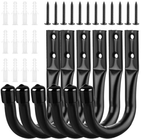 ASelected Garage Storage Hook Heavy Duty,6 Pcs Ladder Storage Hooks for Hanging,Wall Mounted J Hooks Utility Hangers,Brackets Hooks for Organizing Tools, Bike, Wood, Metal, Board and Stick