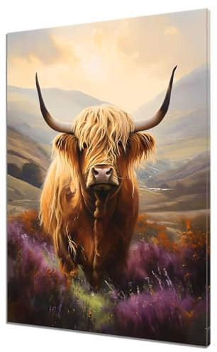 Bovins des Highlands Peinture par Numero Adulte Enfant, Kits de Peinture Numero Adulte Paysage, Kit de Peinture à l'huile pour Débutants, Peintures Acryliques Décor Maison (Sans Cadre) 50x70cm L-8