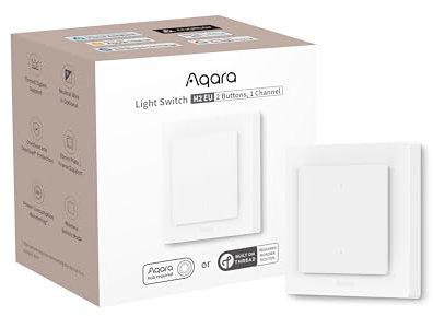 Aqara Lichtschalter H2 EU (2-in-1 Neutral, 2 Tasten 1 Kanal), Thread/Zigbee-Protokoll, Smarter Wandschalter, Unterstützt Apple Home, Alexa, Google Home und Home Assistant, Matter über Thread