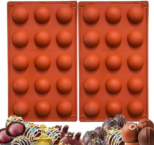 2 Stück 15 Mulden Silikon Backformen Halbkugelform für Gelee Schokolade Kuchen BPA Frei Antihaft Spülmaschinenfest Von ENBRWAS