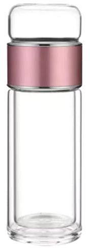 Teeflasche zum Aufbrühen - Teesieb für unterwegs, isoliertes Teeglas | Teemaker aus Glas, doppelwandiges Blattdesign mit integriertem Filter für heißes und kaltes Bier 2,6 x 2,6 x