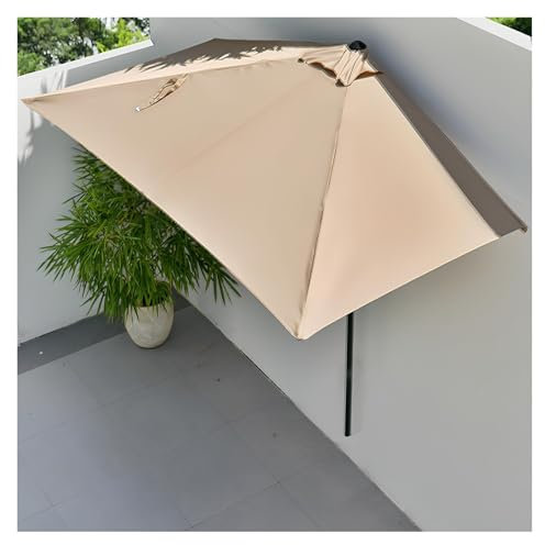 XUQQU Ombrellone da Giardino da 200 Cm, Ombrellone Rettangolare, Mezzo Ombrellone, Ombrellone da Mercato per Contro Un Muro, Portico, Manovella(Khaki)