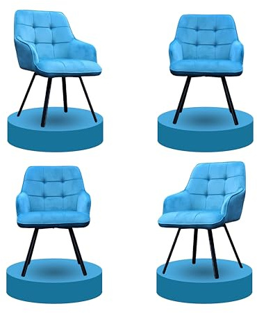 IE INTERIOR EMPORIUM Luxury Velvet Swivel Dining Chairs – Set of 2/4 with Padded Velvet Seat and Rotatable Metal Leg – Perfect for Kitchen, Living Room, and Small Bedroom (4, Teel)