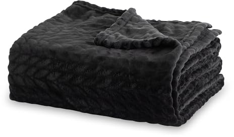 Winthome Kuscheldecke Flauschig Weich, Sofadecke Warme, Fleecedecke Kuschelige, Pflegeleicht, Blanket Für Kinder, Teenager, Erwachsene, Couchdecke Geeignet für alle Jahreszeiten (220x240cm, Schwarz)