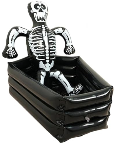 Dianzan Inflatable Coffin Ice Bucket Portable Foldable Well Sealed Ice Bucket for Pool Parties Skeleton Halloween Summer Party Drink Container