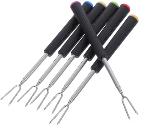 VALICLUD 6 Stück Teiliges aus Fonduegabeln mit Hitzebeständigem Griff Ausziehbar für Käse Schokolade Fleisch Vielseitig Einsetzbar für Fondue und Outdoor Grillspaß