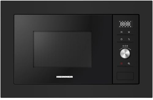 HEINNER HMW-MDBI28GDBK 28 L Einbau-Mikrowellenofen mit Digitalsteuerung und 1000 W Grill Schwarzes Glas - 5 Jahre Garantie (Scharwz, 28 L)