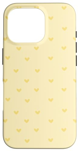 Hülle für iPhone 16 Pro Butter Yellow Minimalist Heart Pattern Girly Girls Women