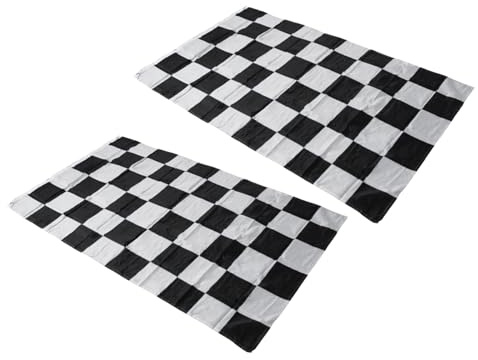 BAZEITFLOW Set 2 Bandiere a Scacchi da Corsa 100X62 CM in Poliestere Resistente Striscioni per Gare e Feste Bandiera a Scacchi per Segnalazioni su Piste di Corse