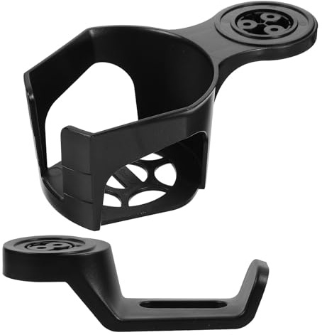 LIGHTAOTAO Clamp on Desk Cup Holder and Headphone Hook 2Pcs Rotating ABS Organizer for Computer Desk Gaming Headset Stand Black Sturdy Holder
