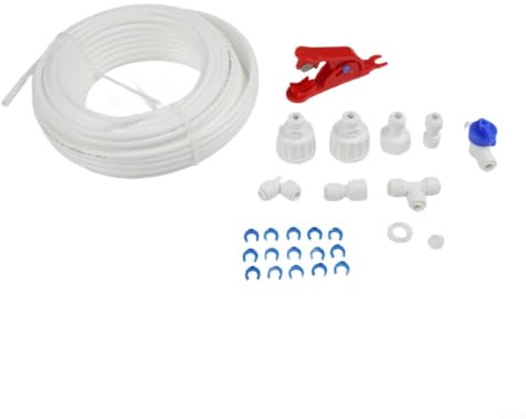 Refrigerator Water Hose 20M NSF Certified Pipe Kit for Ice Maker & RO Filter - Push Fit Fittings with Shut Off Valve for Samsung for Bosch for lg