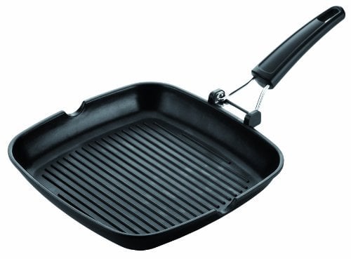 Tescoma 601252 Premium Bistecchiera con Manico Pieghevole, Alluminio, Nero, 28 x 28 cm, 1 Pezzo
