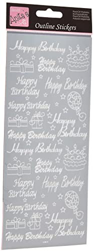Outline Stickers - Happy Birthday Assorted - Silver
