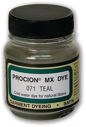 Jacquard Procion MX Tie Dye Powder Teal, 2/3 Ounce Jar for Fabric and Clothing | Permanent and Washfast | Made in USA