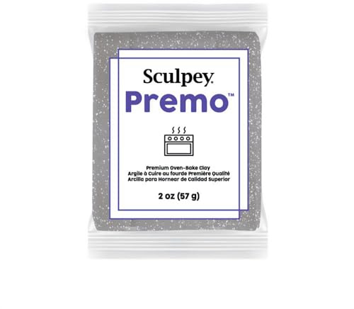 Sculpey Premo Polymer Oven-Bake Clay, White Gold Glitter, Non Toxic, 2 oz. bar, Great for jewelry making, holiday, DIY, mixed media and home décor projects