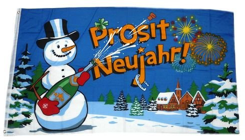 Fahne/Flagge Prosit Neujahr Silvester 60 x 90 cm