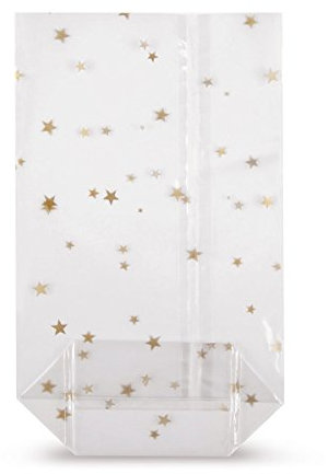 Beutel und Tüten Kreuzbodenbeutel PP Sterne Gold - 180 x 300 mm (1000 Stück)