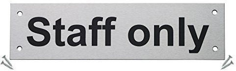 Fire Door Guru® Staff Only Door Sign - 225 x 60mm Rectangular - Stainless Steel Safety Sign - Fixings Included
