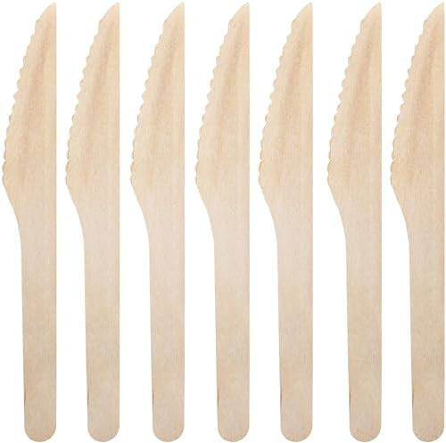 MATANA - 200 Coltelli in Legno Ecologici 16 cm - Biodegradabili e Compostabili - Set di Posate in Legno Perfetto per Feste, Matrimoni, Picnic