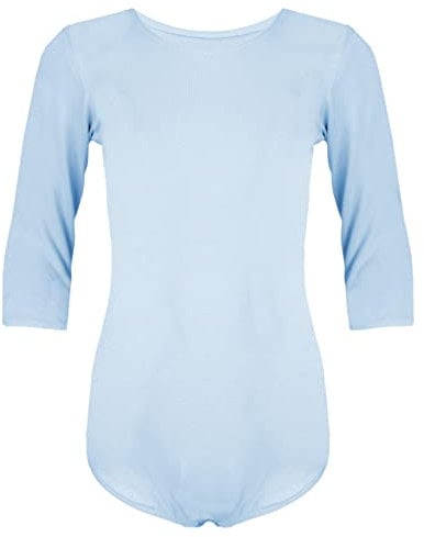 Aquarti Mädchen Body 3/4 Arm Ballett Trikot, Farbe: Hellblau, Größe: 152