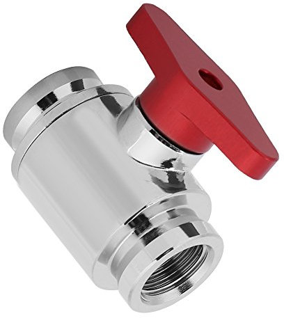 Bewinner G1 / 4 Innengewinde Ventile,2 Wege Wasserkühlungs Kugelhahn,Messing Wasserhahn für Computer Wasserkühlungssystem mit dichtem Verschluss/Griffdesign(Rot)
