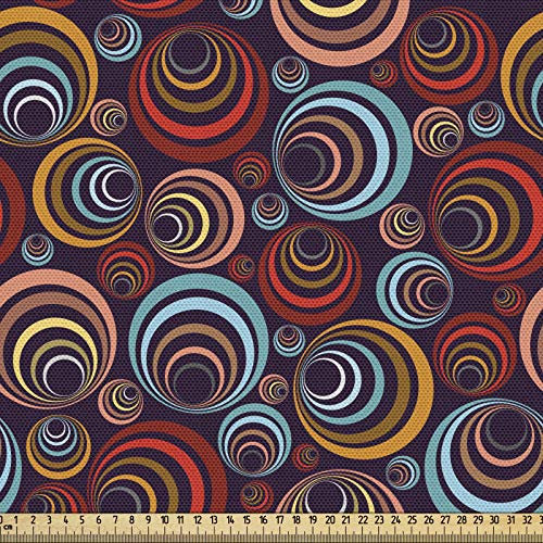 ABAKUHAUS Abstrakt Gewebe als Meterware, Kreisförmige Spiralformen, Schön Gewebten Stoff für Polster und Wohnaccessoires, 1M (148x100cm), Kastanienbraun Mehrfarbig