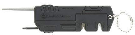 Smith & Wesson Knife Sharpener with Fine, Coarse Sides, Screwdriver, Heavy Duty Construction and Keychain for Survival, Hunting, Outdoor and EDC, Black