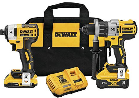 DEWALT DCK299D1W1 20V MAX XR Hammer Drill/Driver With POWER DETECT Tool Technology & Impact Driver Kit