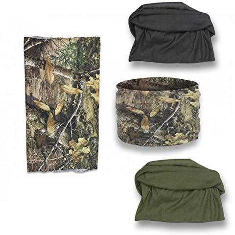 Martinez Albainox 3er Pack Tube Schlauchschal Halstuch Halswärmer Neckwarmer Camouflage, Schwarz, Grün