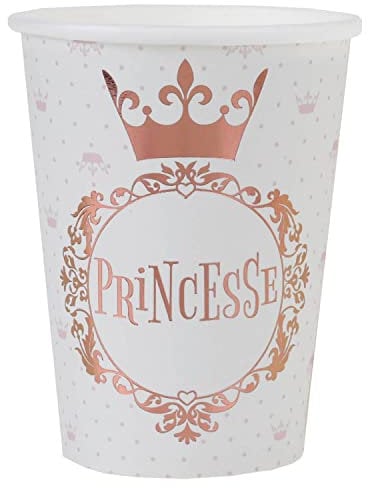 Santex 10 GOBELETS Carton Couronne Princesse 27CL Rose Gold