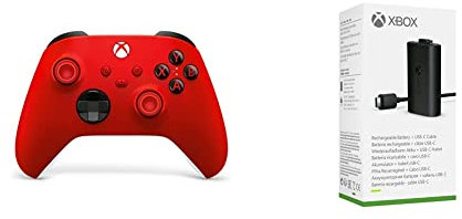 Xbox Wireless Controller Shock Red + Xbox Play & Charge Kit M