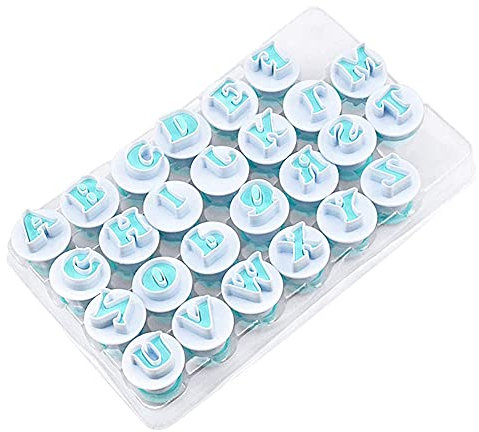 ANCLLO 26 sellos para galletas, letras del alfabeto, fondant, fondant, galletas, forma de letra, bricolaje, letras del alfabeto, herramienta para tartas (forma de letra mayúscula)