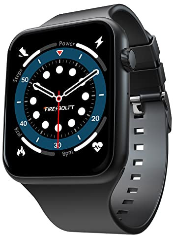 Fire-Boltt Ring Bluetooth Calling Smartwatch with SpO2 & 1.7” Metal Body with Blood Oxygen Monitoring, Continuous Heart Rate, Full Touch & Multiple Watch Faces (Black)