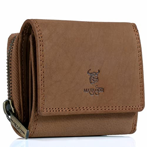 MATADOR® CHIQUITO Echt Leder Klein Geldbörse Damen Mini Geldbeutel Herren TüV geprüfter RFID & NFC Schutz inkl. Geschenk-Box